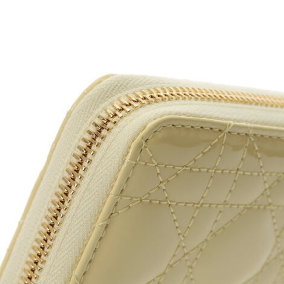 CHRISTIAN DIOR Lady Voyageur Pale Yellow Patent Calf Long Wallet - Picture 7 of 12